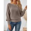imageLILLUSORY Women One Shoulder Sweater Fall Fashion Long Batwing Sleeve Knit Pullover Cute Tops Trendy OutfitsCamel