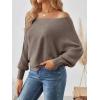imageLILLUSORY Women One Shoulder Sweater Fall Fashion Long Batwing Sleeve Knit Pullover Cute Tops Trendy OutfitsCamel