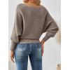 imageLILLUSORY Women One Shoulder Sweater Fall Fashion Long Batwing Sleeve Knit Pullover Cute Tops Trendy OutfitsCamel