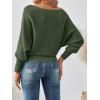 imageLILLUSORY Women One Shoulder Sweater Fall Fashion Long Batwing Sleeve Knit Pullover Cute Tops Trendy OutfitsGreen