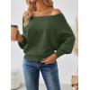 imageLILLUSORY Women One Shoulder Sweater Fall Fashion Long Batwing Sleeve Knit Pullover Cute Tops Trendy OutfitsGreen