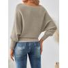 imageLILLUSORY Women One Shoulder Sweater Fall Fashion Long Batwing Sleeve Knit Pullover Cute Tops Trendy OutfitsTan