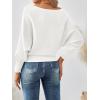 imageLILLUSORY Women One Shoulder Sweater Fall Fashion Long Batwing Sleeve Knit Pullover Cute Tops Trendy OutfitsWhite