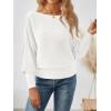 imageLILLUSORY Women One Shoulder Sweater Fall Fashion Long Batwing Sleeve Knit Pullover Cute Tops Trendy OutfitsWhite