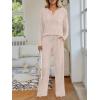 imageLILLUSORY Womens 2 Piece Lounge Sets Fall Outfits 2025 Sweatsuit Matching Cozy Soft Pjs Henley Neck Pajamas Pants FashionApricot