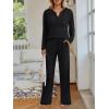imageLILLUSORY Womens 2 Piece Lounge Sets Fall Outfits 2025 Sweatsuit Matching Cozy Soft Pjs Henley Neck Pajamas Pants FashionBlack