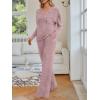 imageLILLUSORY Womens 2 Piece Lounge Sets Fall Outfits 2025 Sweatsuit Matching Cozy Soft Pjs Henley Neck Pajamas Pants FashionPink