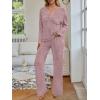 imageLILLUSORY Womens 2 Piece Lounge Sets Fall Outfits 2025 Sweatsuit Matching Cozy Soft Pjs Henley Neck Pajamas Pants FashionPink