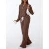 imageLILLUSORY Womens 2 Piece Lounge Sets Fall Outfits Henley Neck Sweater 2025 Matching Sweat Suits Comfy Pajamas Clothes PocketsChocolate Brown