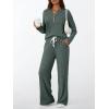 imageLILLUSORY Womens 2 Piece Lounge Sets Fall Outfits Henley Neck Sweater 2025 Matching Sweat Suits Comfy Pajamas Clothes PocketsGreen