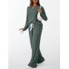 imageLILLUSORY Womens 2 Piece Lounge Sets Fall Outfits Henley Neck Sweater 2025 Matching Sweat Suits Comfy Pajamas Clothes PocketsGreen