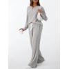 imageLILLUSORY Womens 2 Piece Lounge Sets Fall Outfits Henley Neck Sweater 2025 Matching Sweat Suits Comfy Pajamas Clothes PocketsGreyapricot