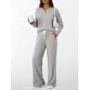 imageLILLUSORY Womens 2 Piece Lounge Sets Fall Outfits Henley Neck Sweater 2025 Matching Sweat Suits Comfy Pajamas Clothes PocketsGreyapricot