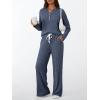 imageLILLUSORY Womens 2 Piece Lounge Sets Fall Outfits Henley Neck Sweater 2025 Matching Sweat Suits Comfy Pajamas Clothes PocketsNavy