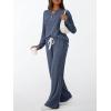imageLILLUSORY Womens 2 Piece Lounge Sets Fall Outfits Henley Neck Sweater 2025 Matching Sweat Suits Comfy Pajamas Clothes PocketsNavy
