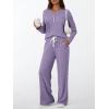 imageLILLUSORY Womens 2 Piece Lounge Sets Fall Outfits Henley Neck Sweater 2025 Matching Sweat Suits Comfy Pajamas Clothes PocketsPurple