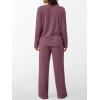 imageLILLUSORY Womens 2 Piece Lounge Sets Fall Outfits Henley Neck Sweater 2025 Matching Sweat Suits Comfy Pajamas Clothes PocketsWine