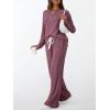imageLILLUSORY Womens 2 Piece Lounge Sets Fall Outfits Henley Neck Sweater 2025 Matching Sweat Suits Comfy Pajamas Clothes PocketsWine