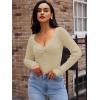 imageLILLUSORY Womens 2025 Twist Knot Fall Clothes Fashion Outfits Top Ribbed Long SleeveApricot