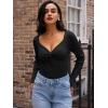 imageLILLUSORY Womens 2025 Twist Knot Fall Clothes Fashion Outfits Top Ribbed Long SleeveBlack