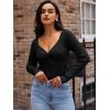 imageLILLUSORY Womens 2025 Twist Knot Fall Clothes Fashion Outfits Top Ribbed Long SleeveBlack
