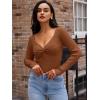 imageLILLUSORY Womens 2025 Twist Knot Fall Clothes Fashion Outfits Top Ribbed Long SleeveCaramel
