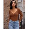 imageLILLUSORY Womens 2025 Twist Knot Fall Clothes Fashion Outfits Top Ribbed Long SleeveCaramel