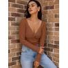 imageLILLUSORY Womens 2025 Twist Knot Fall Clothes Fashion Outfits Top Ribbed Long SleeveCaramel