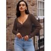 imageLILLUSORY Womens 2025 Twist Knot Fall Clothes Fashion Outfits Top Ribbed Long SleeveCoffee