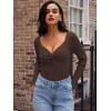 imageLILLUSORY Womens 2025 Twist Knot Fall Clothes Fashion Outfits Top Ribbed Long SleeveCoffee