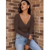imageLILLUSORY Womens 2025 Twist Knot Fall Clothes Fashion Outfits Top Ribbed Long SleeveCoffee
