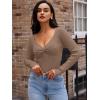 imageLILLUSORY Womens 2025 Twist Knot Fall Clothes Fashion Outfits Top Ribbed Long SleeveNutmeg