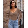 imageLILLUSORY Womens 2025 Twist Knot Fall Clothes Fashion Outfits Top Ribbed Long SleeveNutmeg