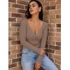 imageLILLUSORY Womens 2025 Twist Knot Fall Clothes Fashion Outfits Top Ribbed Long SleeveNutmeg