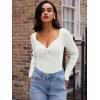 imageLILLUSORY Womens 2025 Twist Knot Fall Clothes Fashion Outfits Top Ribbed Long SleeveWhite