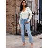 imageLILLUSORY Womens 2025 Twist Knot Fall Clothes Fashion Outfits Top Ribbed Long SleeveWhite