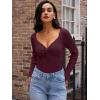 imageLILLUSORY Womens 2025 Twist Knot Fall Clothes Fashion Outfits Top Ribbed Long SleeveWine Red