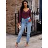 imageLILLUSORY Womens 2025 Twist Knot Fall Clothes Fashion Outfits Top Ribbed Long SleeveWine Red