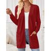 imageLILLUSORY Womens Long Cardigan Sweaters with Pockets Open Front Knit 2025Fall Fashion Outfits Winter ClothesRed