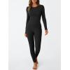 imageLILLUSORY Womens Long Johns Thermal Underwear Fleece Lined Leggings Warm Pajama Pants Set Shirts Winter Clothes 2025Black