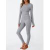 imageLILLUSORY Womens Long Johns Thermal Underwear Fleece Lined Leggings Warm Pajama Pants Set Shirts Winter Clothes 2025Grey Malange