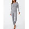 imageLILLUSORY Womens Long Johns Thermal Underwear Fleece Lined Leggings Warm Pajama Pants Set Shirts Winter Clothes 2025Grey Malange