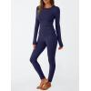 imageLILLUSORY Womens Long Johns Thermal Underwear Fleece Lined Leggings Warm Pajama Pants Set Shirts Winter Clothes 2025Navy