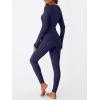 imageLILLUSORY Womens Long Johns Thermal Underwear Fleece Lined Leggings Warm Pajama Pants Set Shirts Winter Clothes 2025Navy