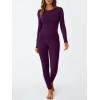 imageLILLUSORY Womens Long Johns Thermal Underwear Fleece Lined Leggings Warm Pajama Pants Set Shirts Winter Clothes 2025Purple