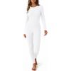 imageLILLUSORY Womens Long Johns Thermal Underwear Fleece Lined Leggings Warm Pajama Pants Set Shirts Winter Clothes 2025White
