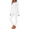 imageLILLUSORY Womens Long Johns Thermal Underwear Fleece Lined Leggings Warm Pajama Pants Set Shirts Winter Clothes 2025White