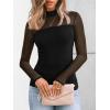 imageLILLUSORY Womens Long Sleeve Mesh Tops Mock Neck See Through Lace Shirts Sheer Going Out Sexy 2025 Fall Fashion OutfitsBlack
