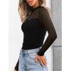 imageLILLUSORY Womens Long Sleeve Mesh Tops Mock Neck See Through Lace Shirts Sheer Going Out Sexy 2025 Fall Fashion OutfitsBlack