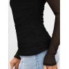 imageLILLUSORY Womens Long Sleeve Mesh Tops Mock Neck See Through Lace Shirts Sheer Going Out Sexy 2025 Fall Fashion OutfitsBlack